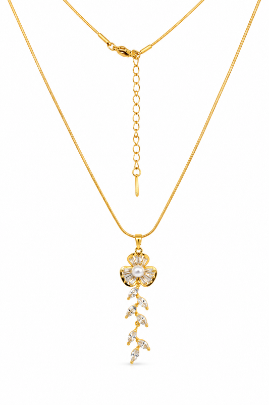 Pearl Bloom Drop Pendant Necklace