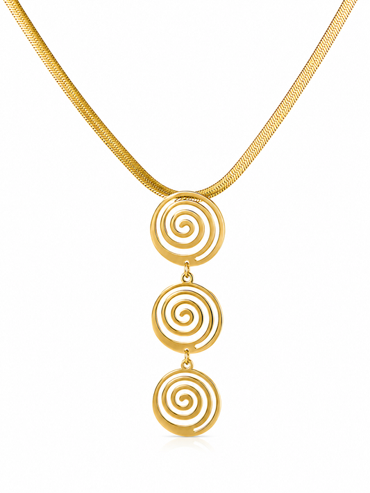 Triple Spiral Drop Necklace
