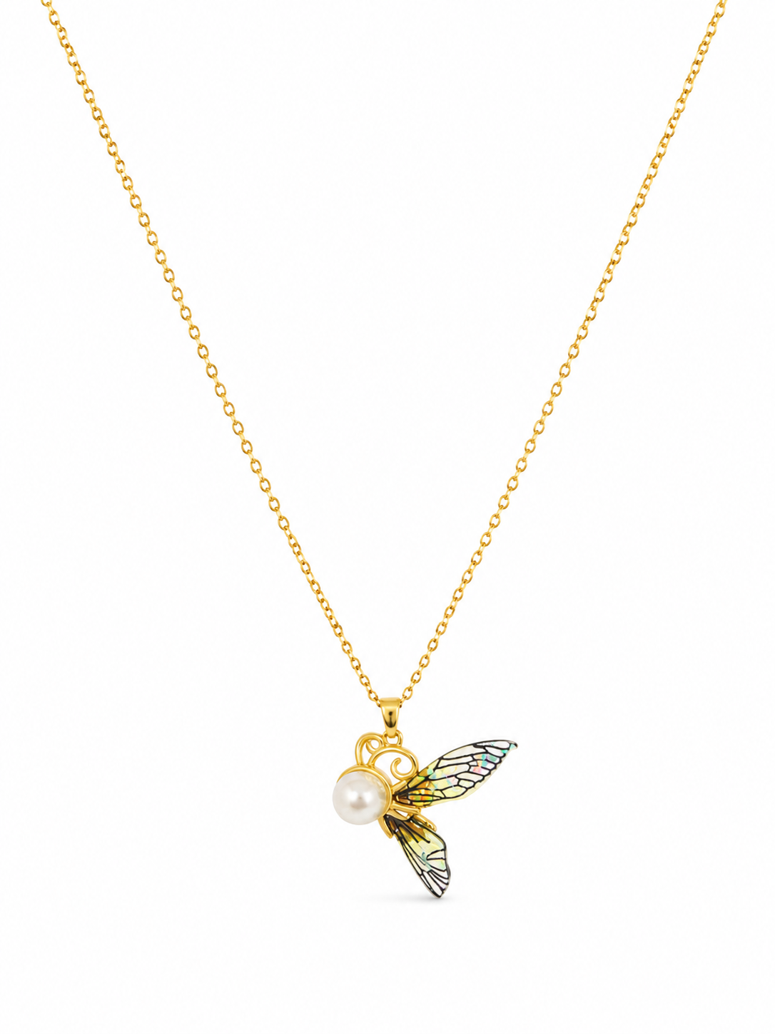 Iridescent Butterfly Pearl Pendant Necklace