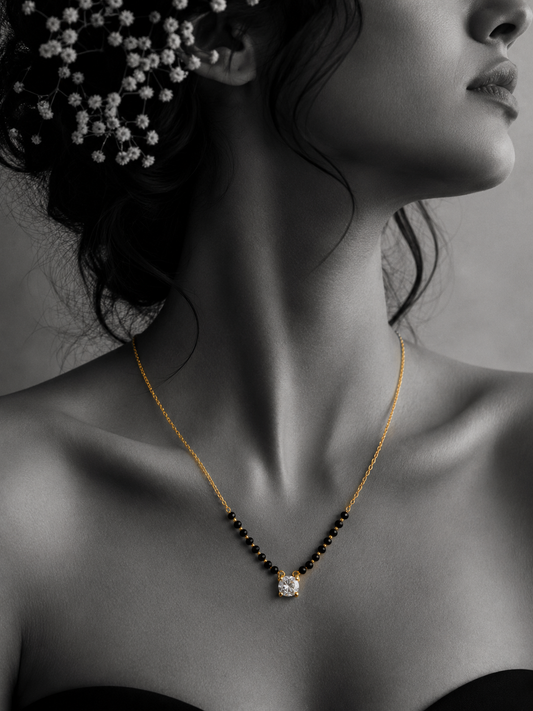 Noir Spark Solitaire Necklace