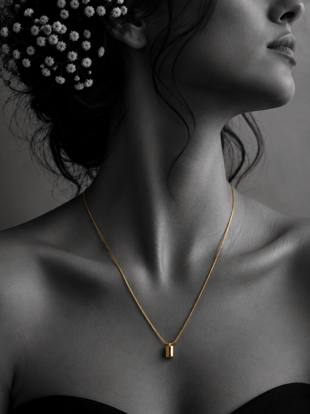 Cylinder Drop Pendant Necklace