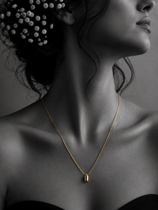 Cylinder Drop Pendant Necklace