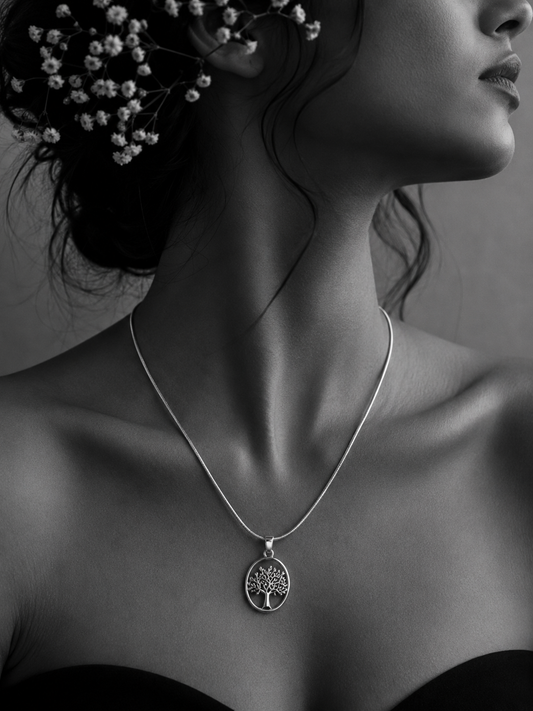 Silver-Tone Tree Pendant Necklace
