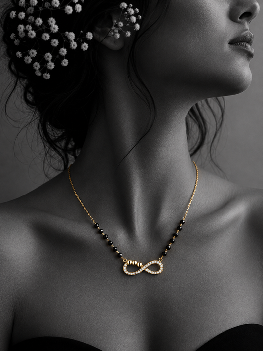 Infinity Charm Black Bead Mangalsutra