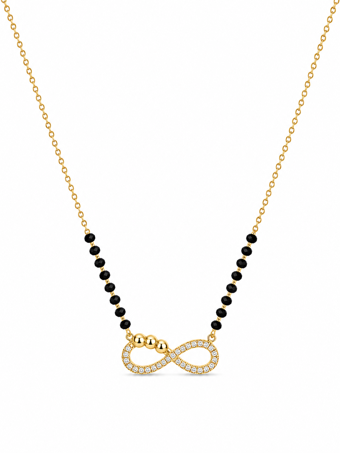Infinity Charm Black Bead Mangalsutra