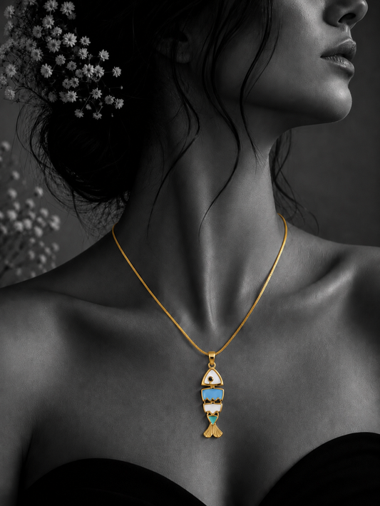 Abstract Fish Pendant Necklace