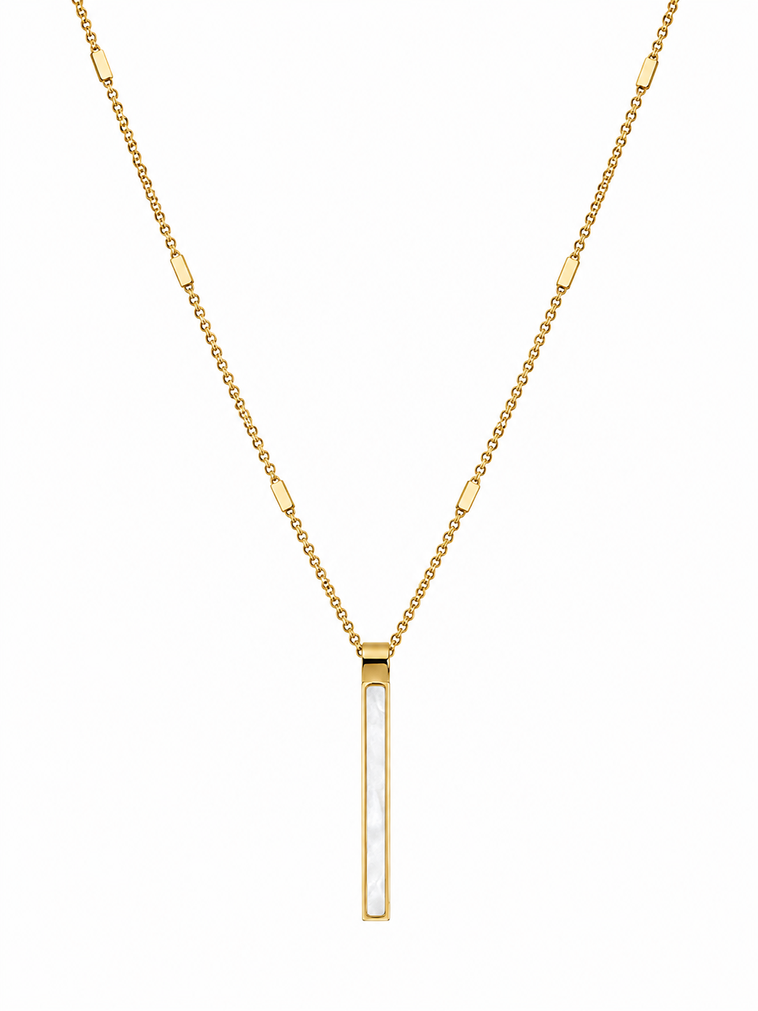 Vertical Pearl Bar Pendant Necklace
