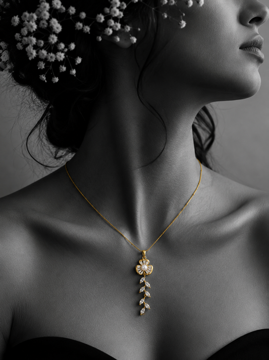 Pearl Bloom Drop Pendant Necklace