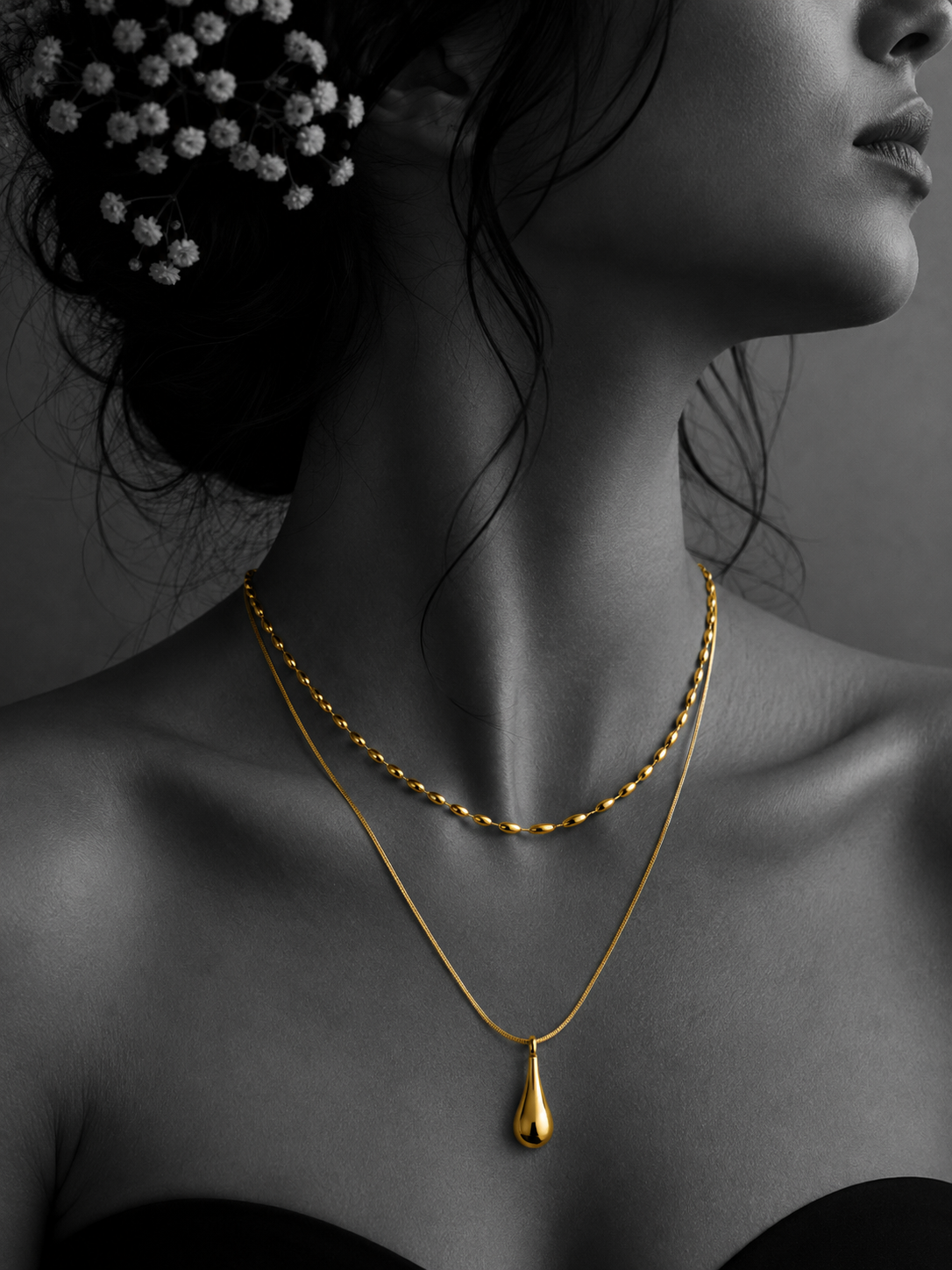 Teardrop Layered Pendant Necklace