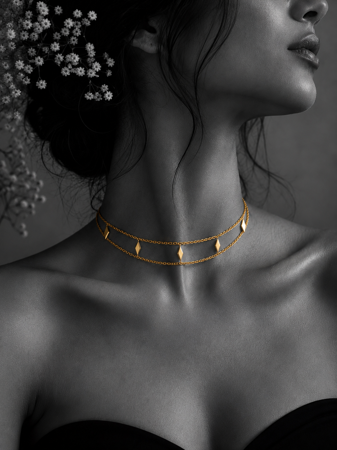 Dual Layer Geometric Charm Necklace