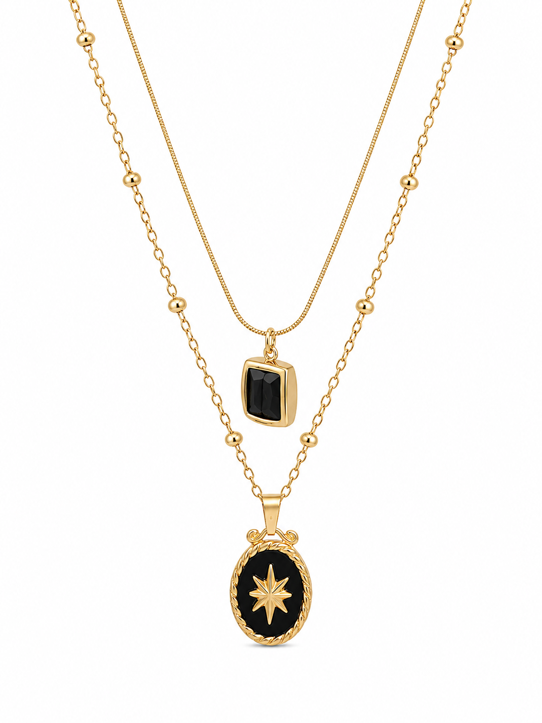 Celestial Black Charm Layered Necklace