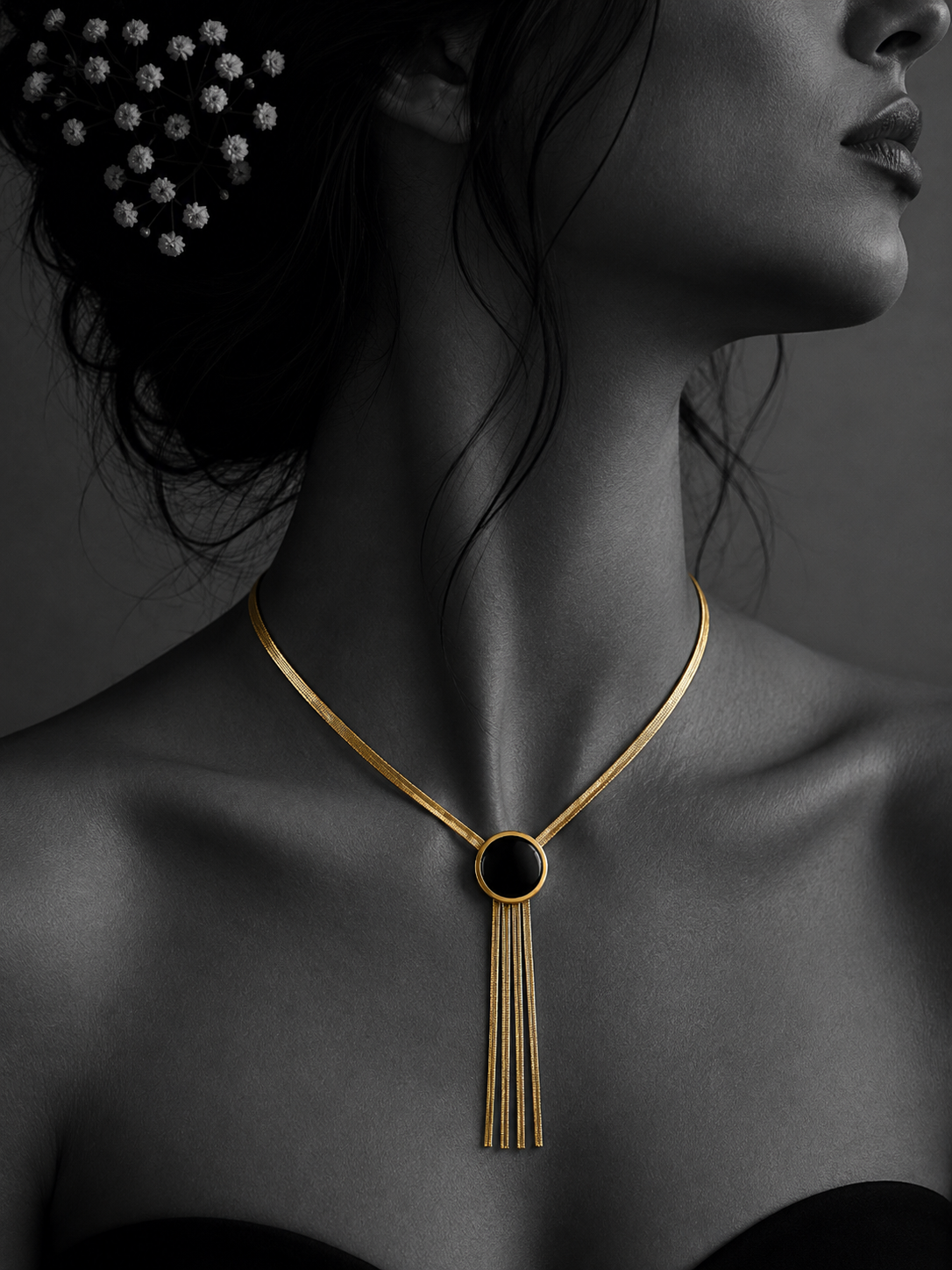 Black Tassel Statement Necklace
