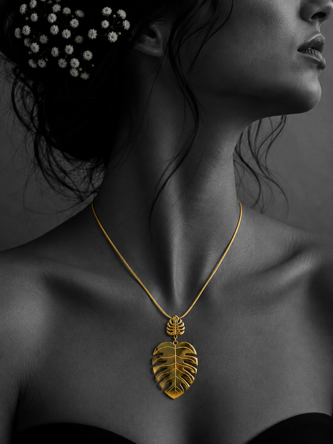 Monstera Leaf Statement Necklace