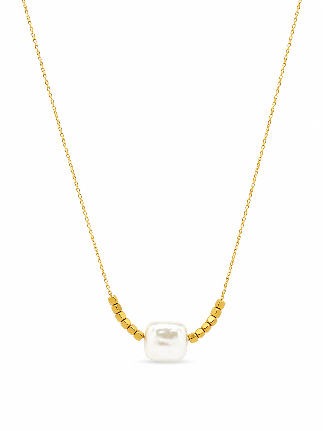 Pearl Cube Bead Necklace