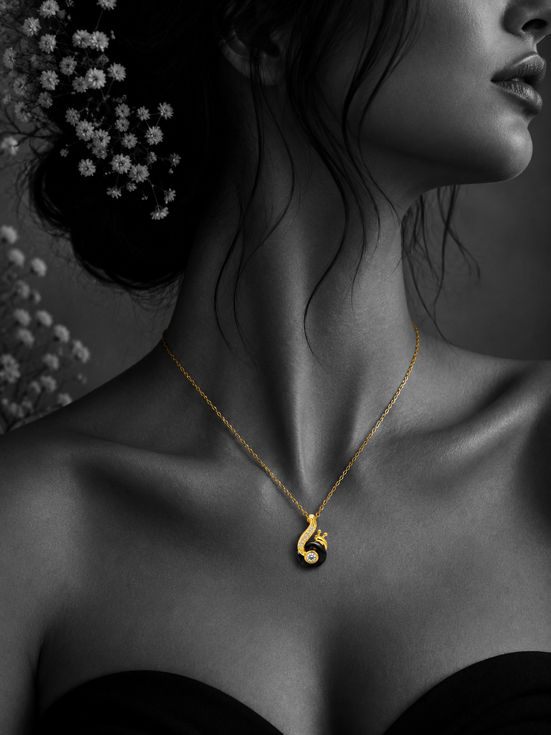 Crystal Snail Charm Necklace