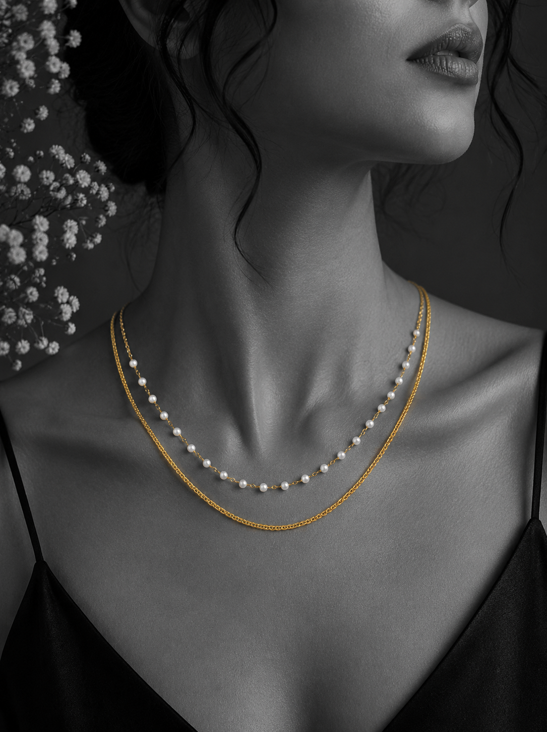 Pearl Layered Chain Necklace