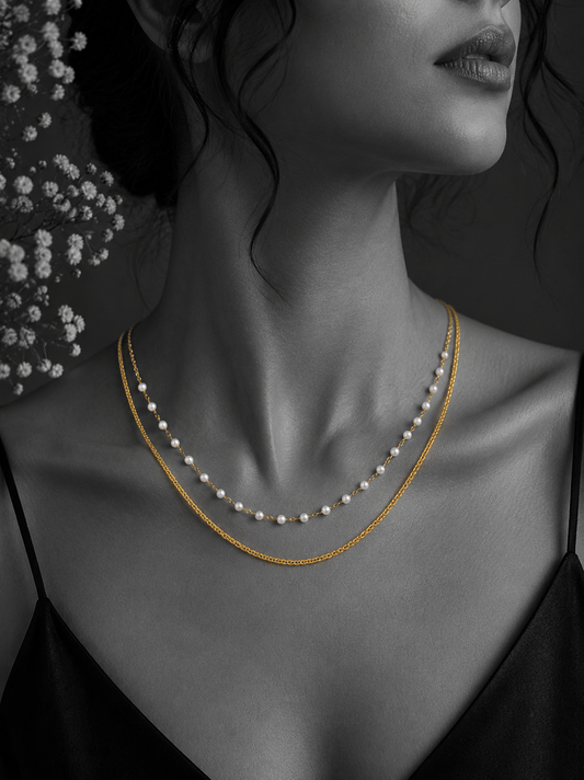 Pearl Layered Chain Necklace