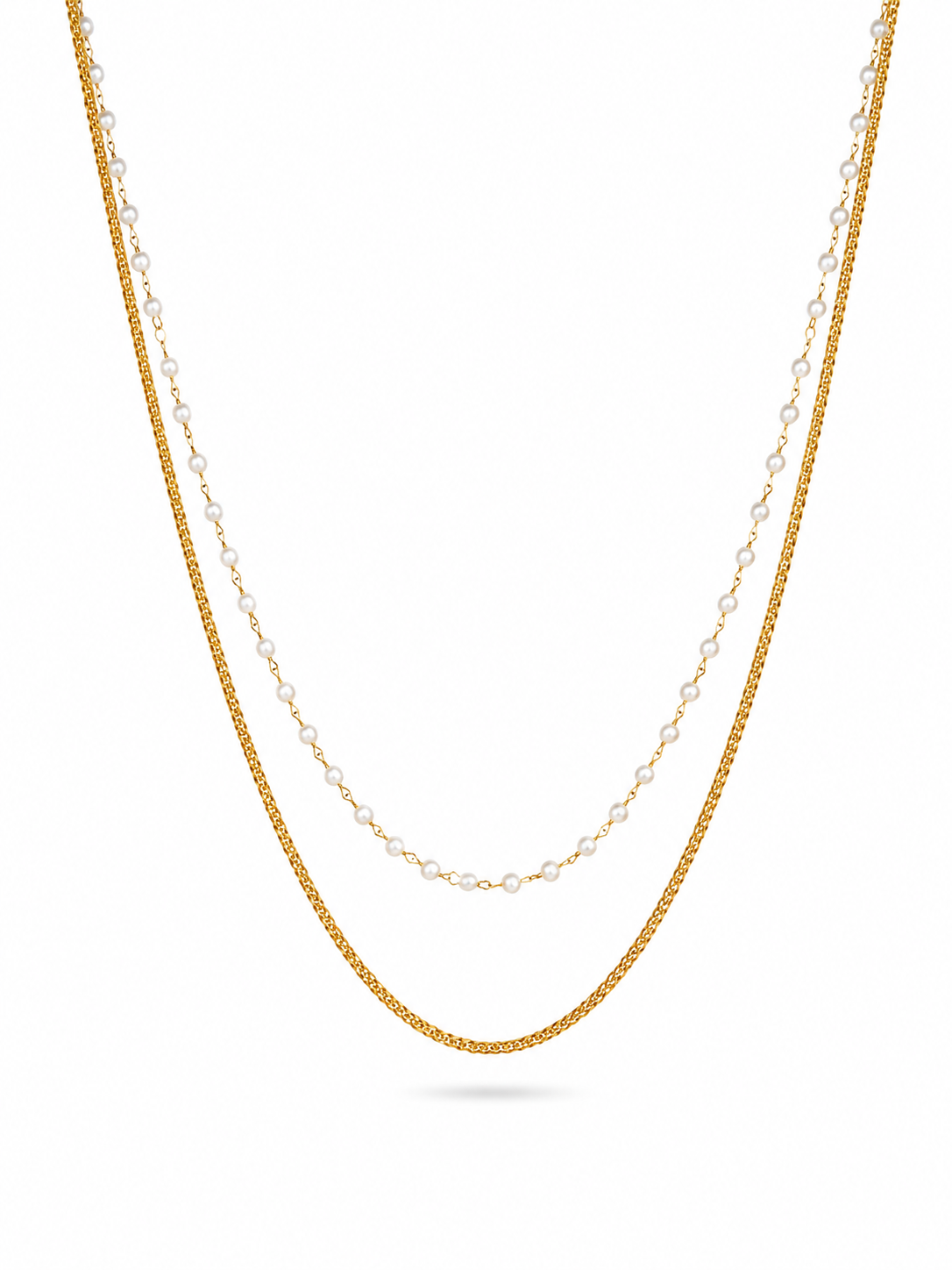Pearl Layered Chain Necklace