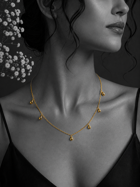 Golden Droplet Charm Necklace