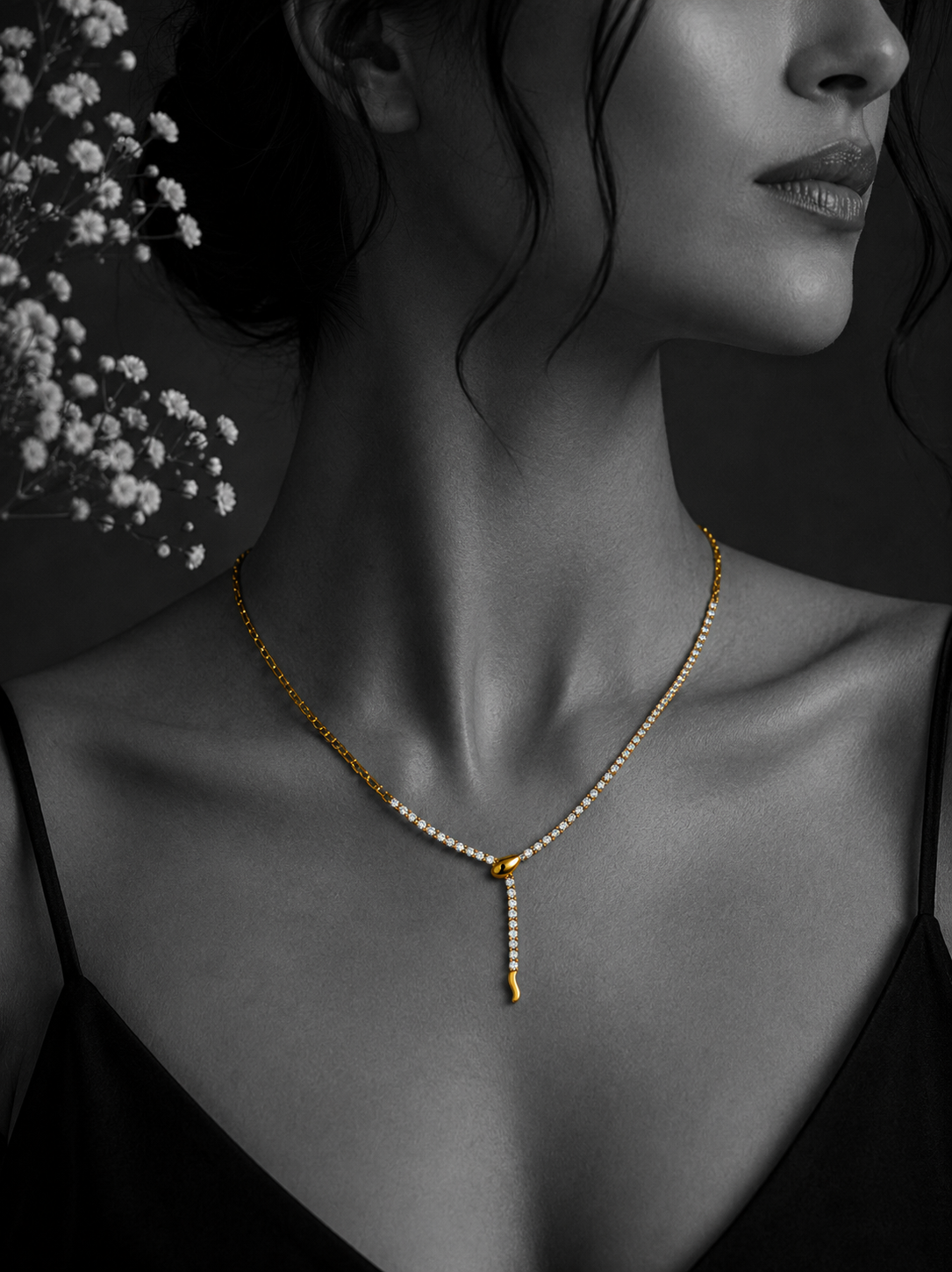 Crystal Cascade Y Necklace