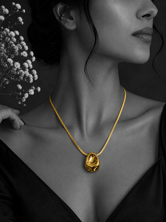 Molten Gold Statement Pendant Necklace