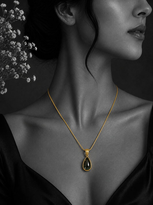 Midnight Teardrop Pendant Necklace