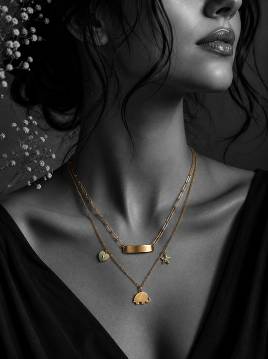 Elephant Lucky Charms Layered Necklace